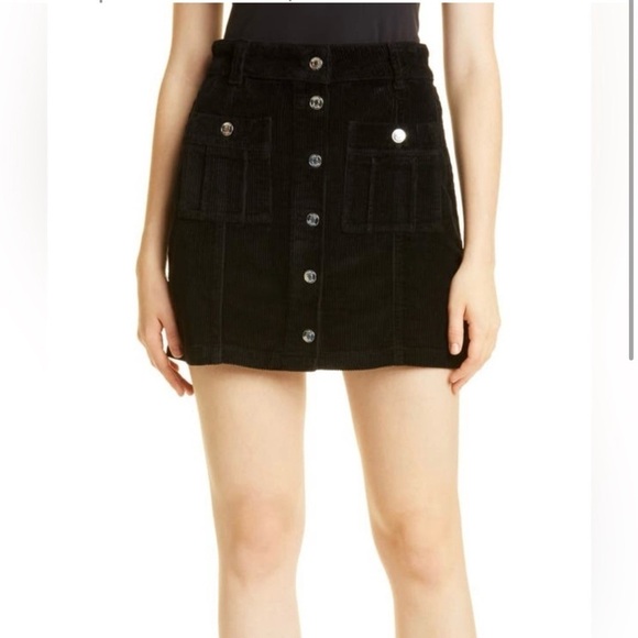 ba&sh Dresses & Skirts - ba&sh Dora Black Corduroy Denim Button Mini Skirt with Pockets size 1